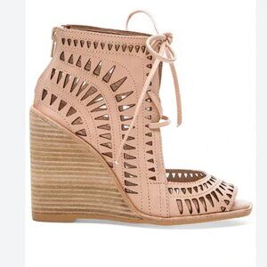 Jeffrey Campbell - Rodillo Hi Wedge Leather Cut- Out Nude Size 7.5
